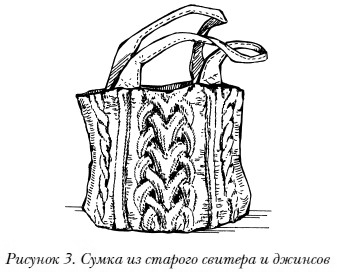 Из джинсовой ткани скроить вторую сторону сумки соответствующих размеров,